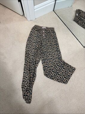 Leopard Print Track Joggers - Brown/Black